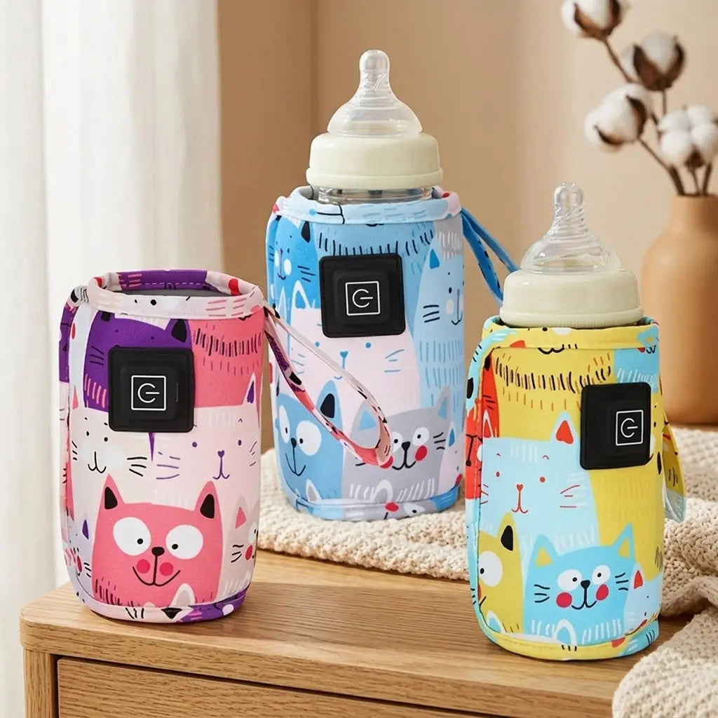 Les trois modèles de Mochi le chauffe biberon mis en valeur sur table de nuit