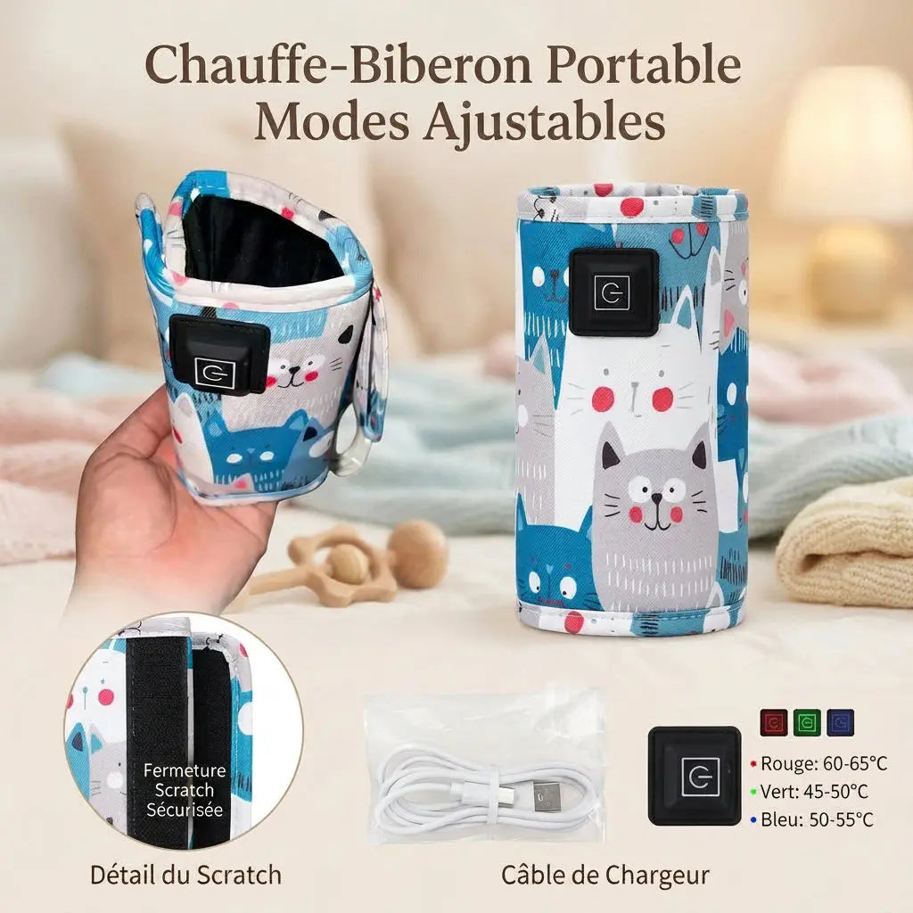 détails de modes de températures et  caractéristiques du chauffe biberon Mochi