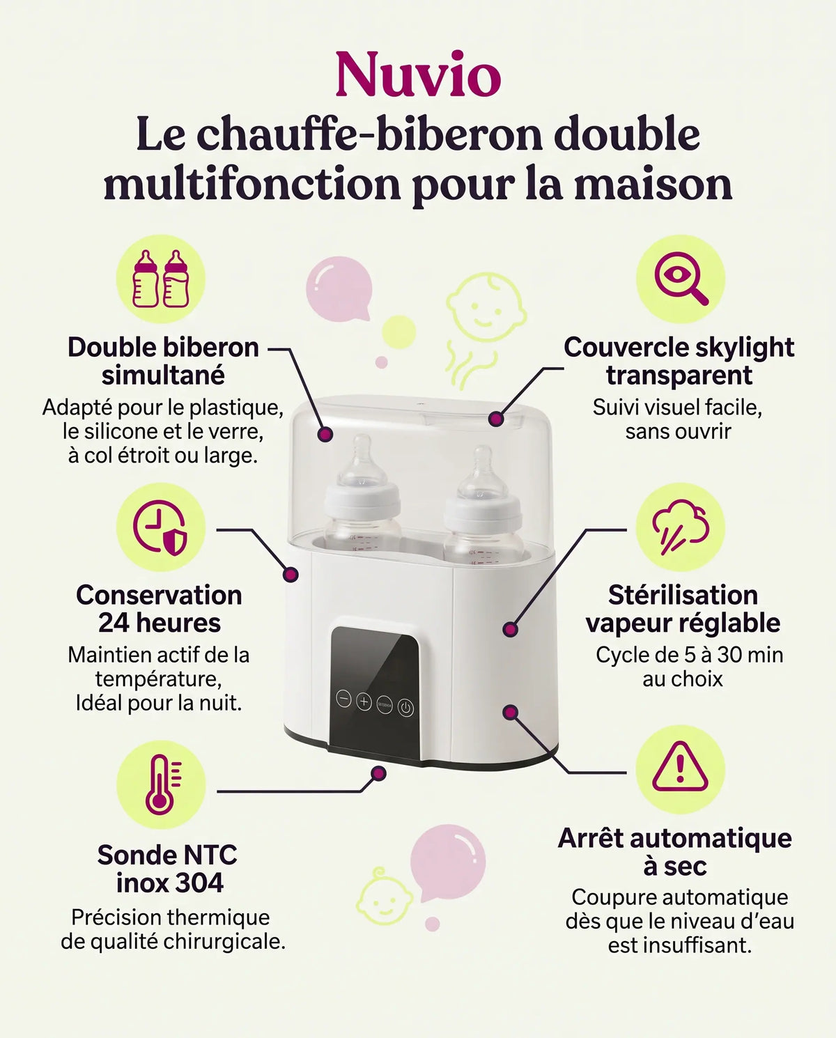 Nuvio Chauffe biberon double et stérilisateur